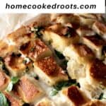 Bread After Baking Topped with Fresh Parsley and overlay text for Pinterest.