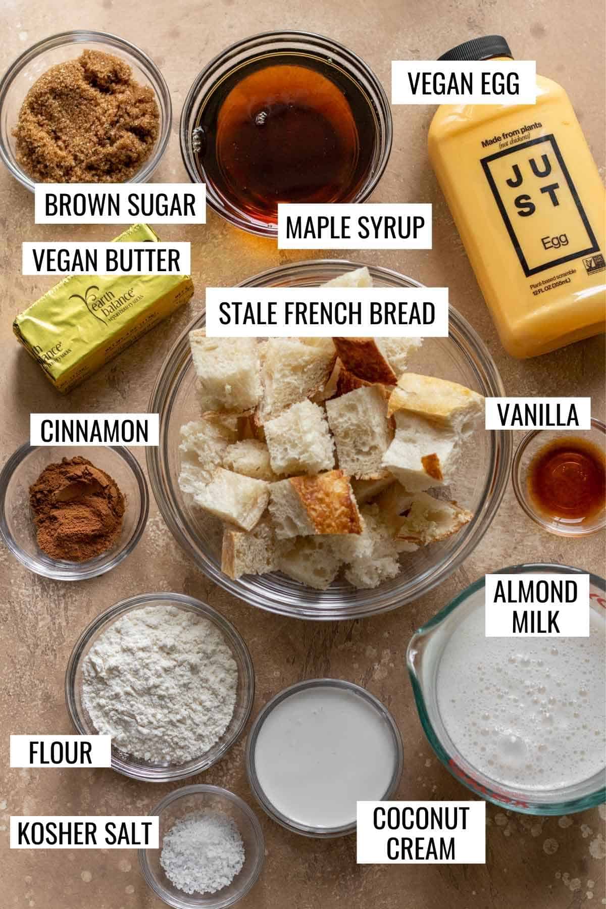 Ingredients needed with labels.