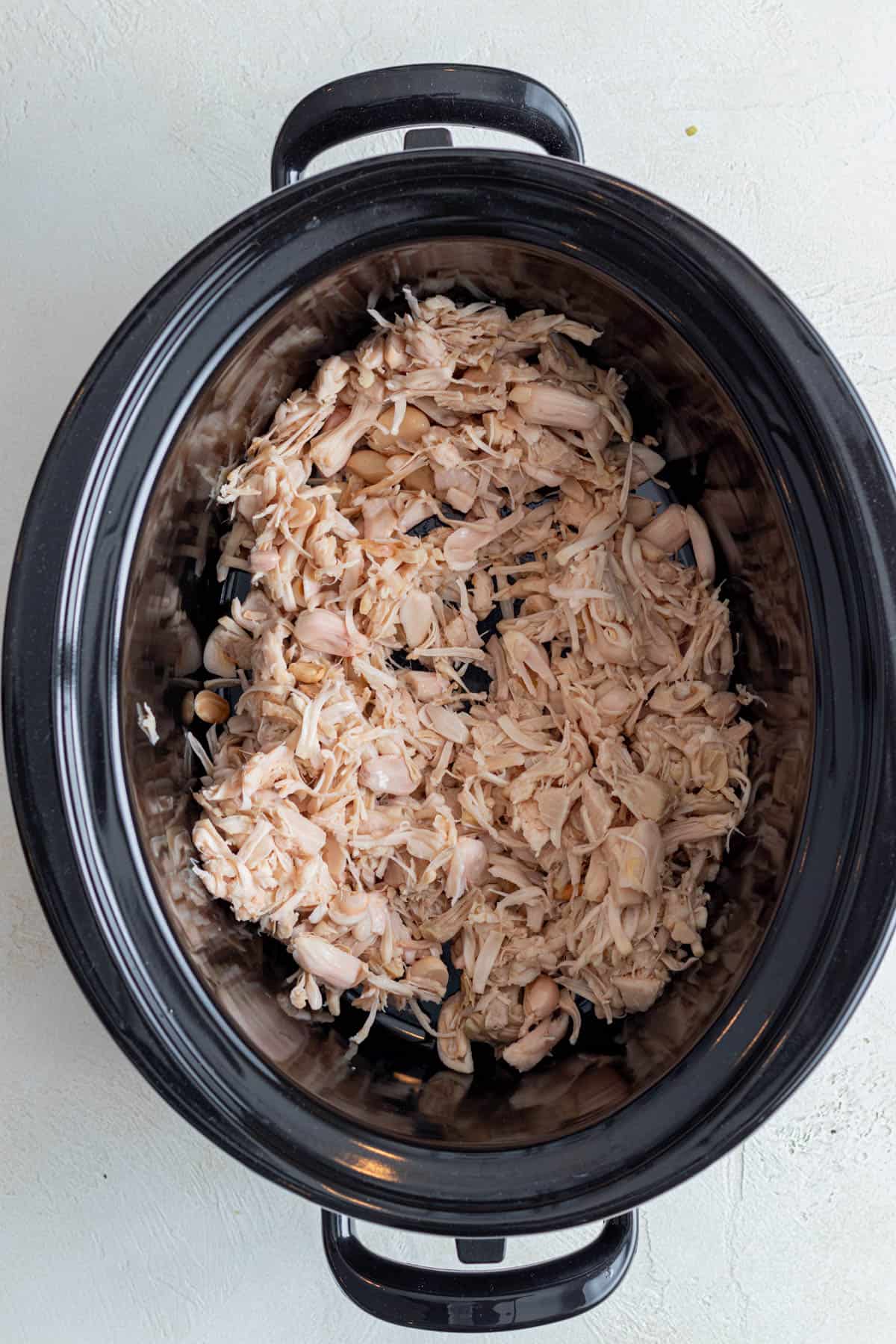 Jackfruit added to the slow cooker.
