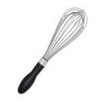 Whisk with black handle.