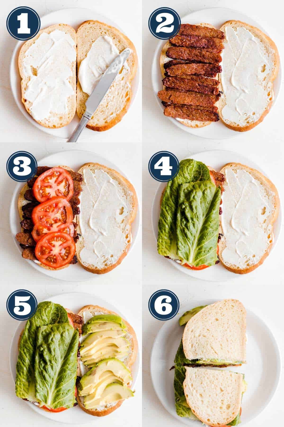 Step by step process of making sandwich.