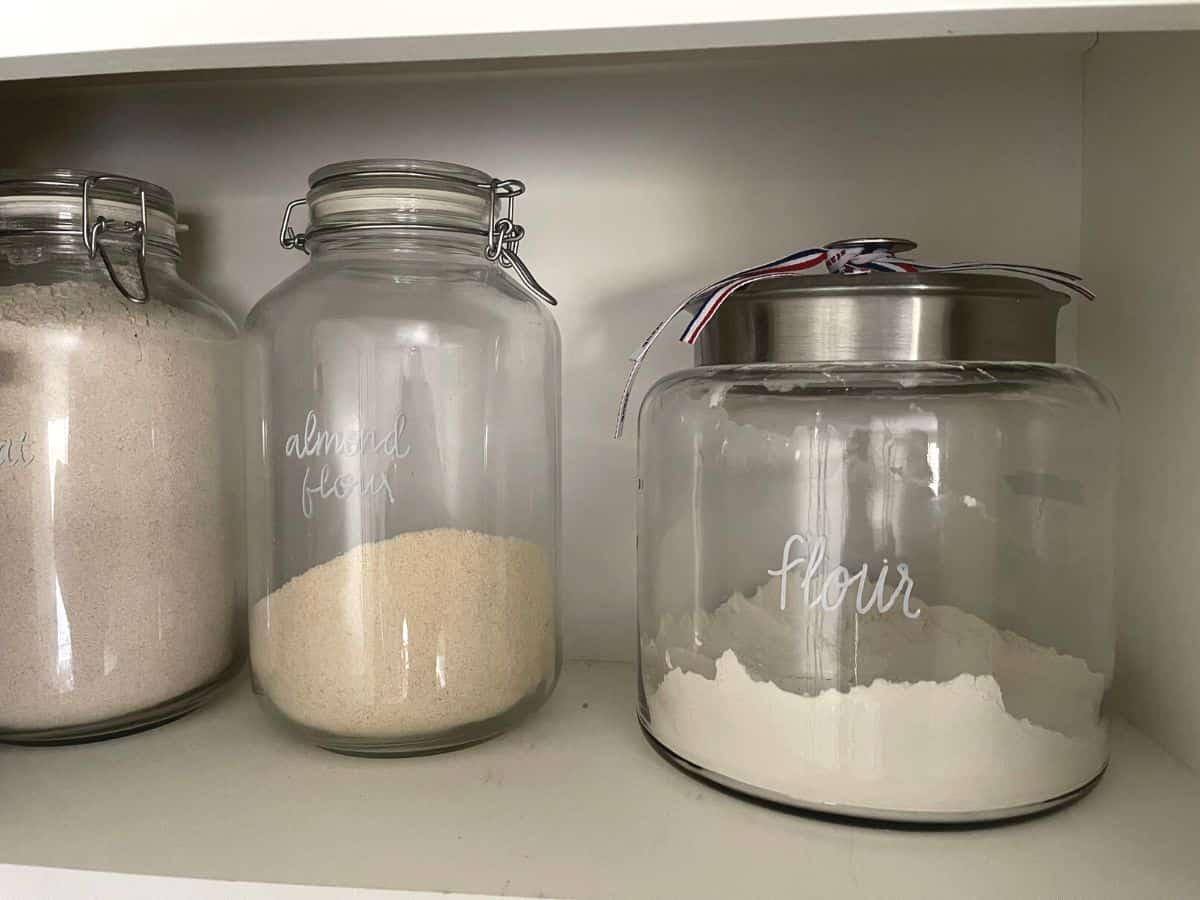 Flours in large jars.