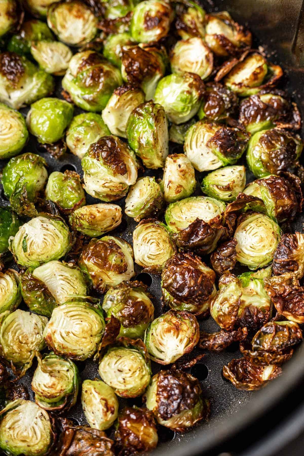 Brussels sprouts after cooking in air fryer.