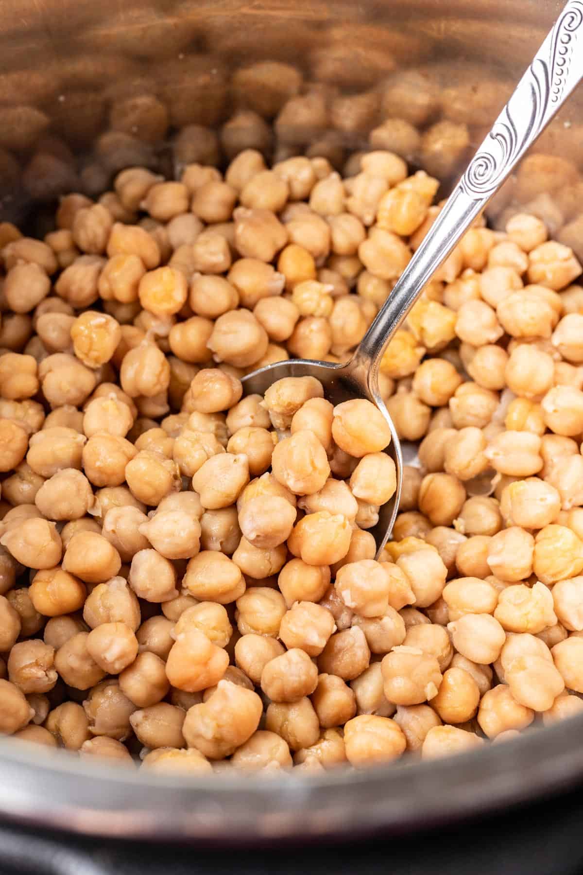 Cooked chickpeas in Instant Pot.
