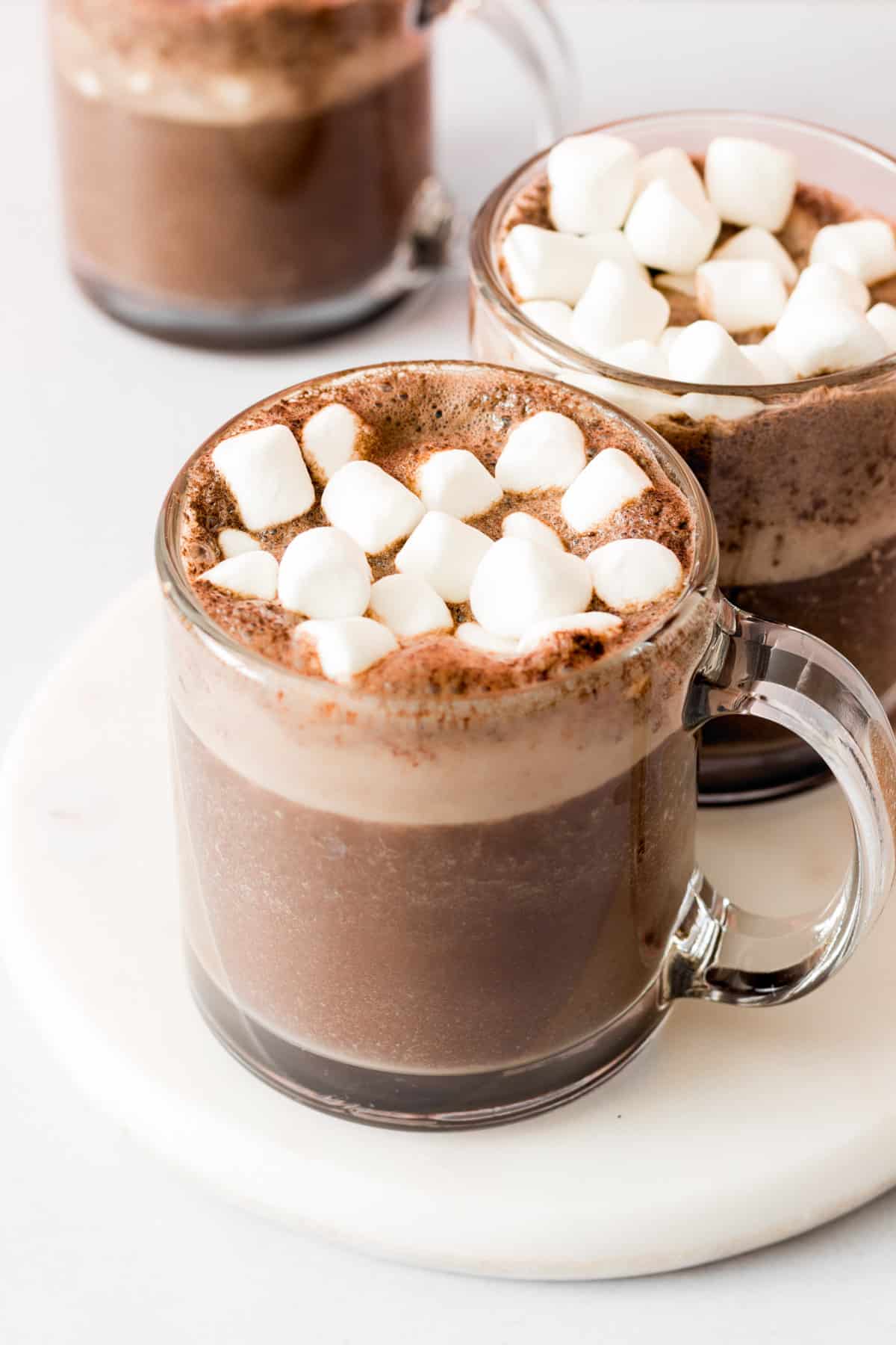 Paleo blender hot chocolate with marshmallows.