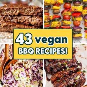 Collage of 4 BBQ recipes for vegans.