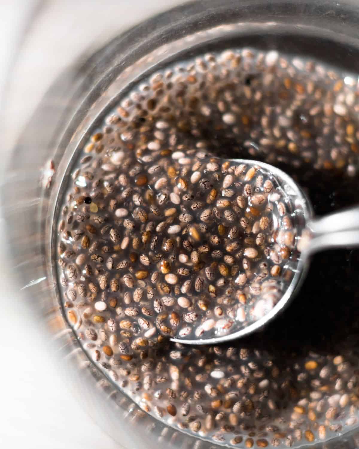 Chia seeds mixed with water to form a gel. 