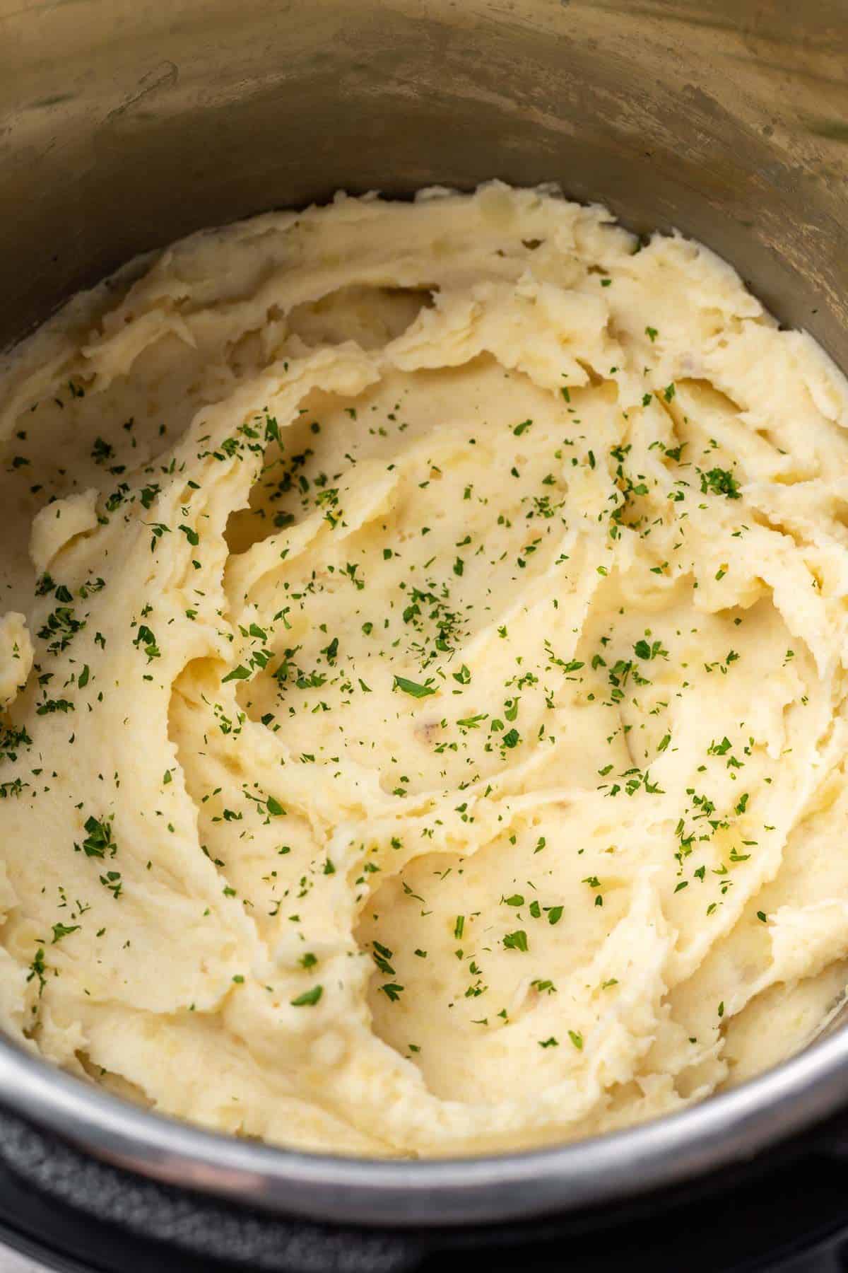 Closeup of creamy potatoes.