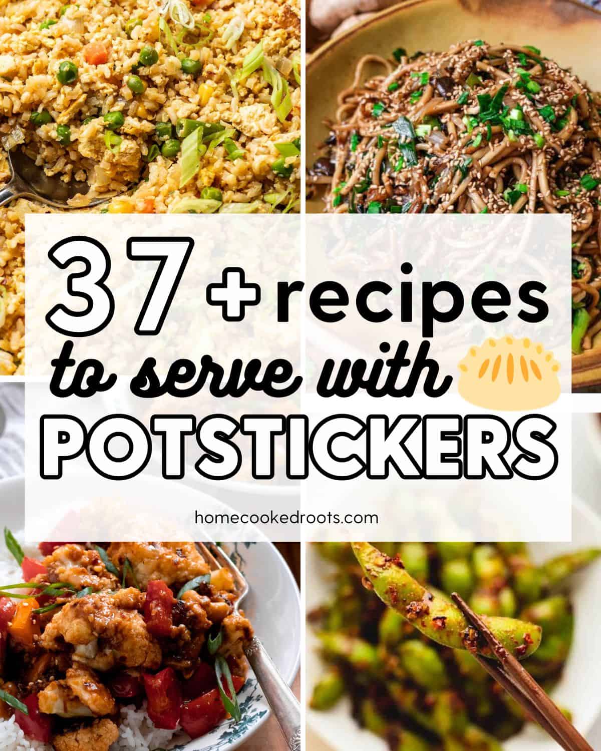 Collage of 4 recipes to serve with potstickers.