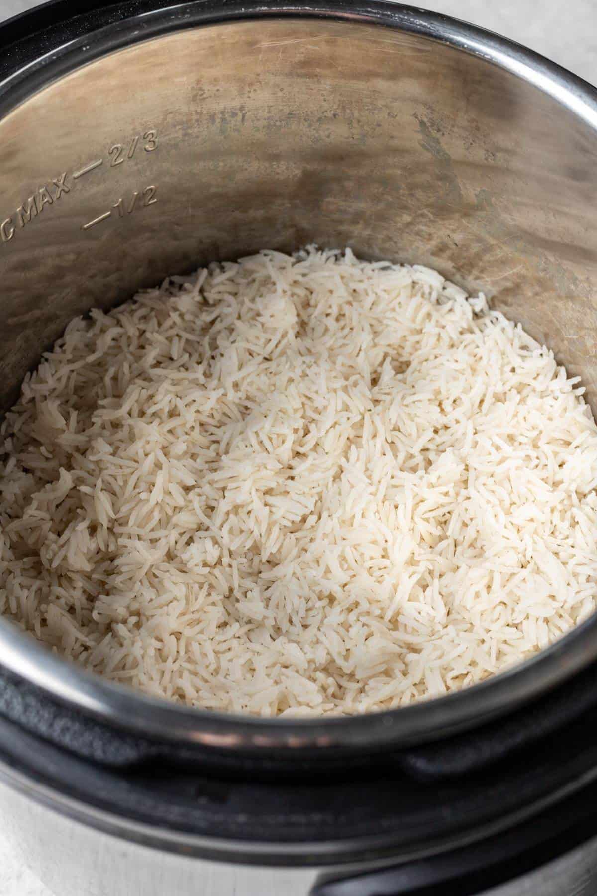 Cooked white rice in Instant Pot. 